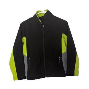 MAGELLAN Boys Windbreaker Black Full Zip Softshell Lined Jacket Sz Youth M